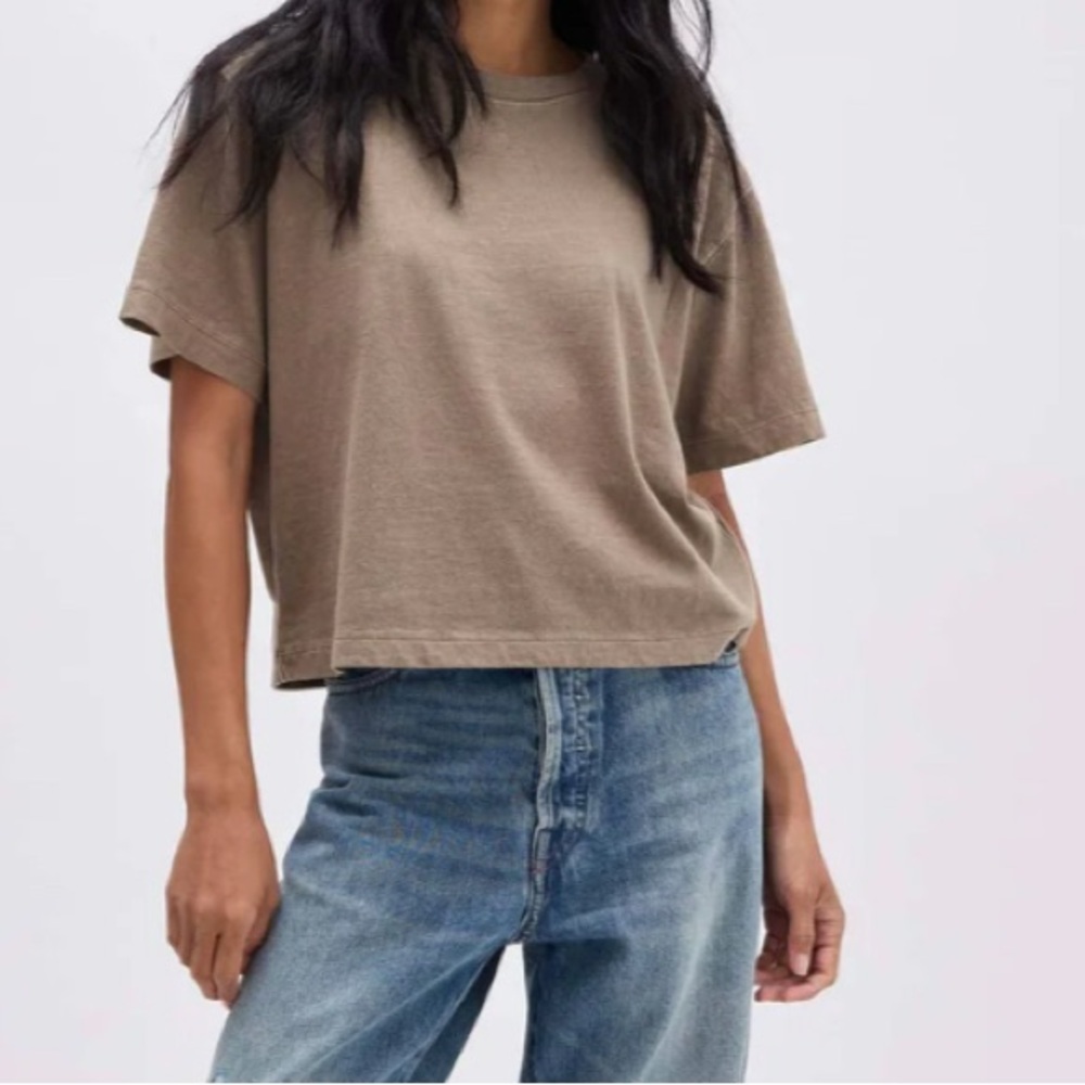Richer Poorer Women’s Relaxed Crop Tee, warm grey, XL